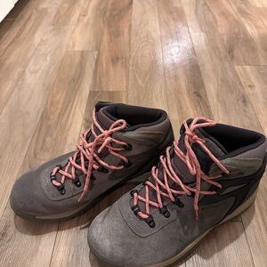 Columbia Women's Gray Hiking Boots with Pink Laces